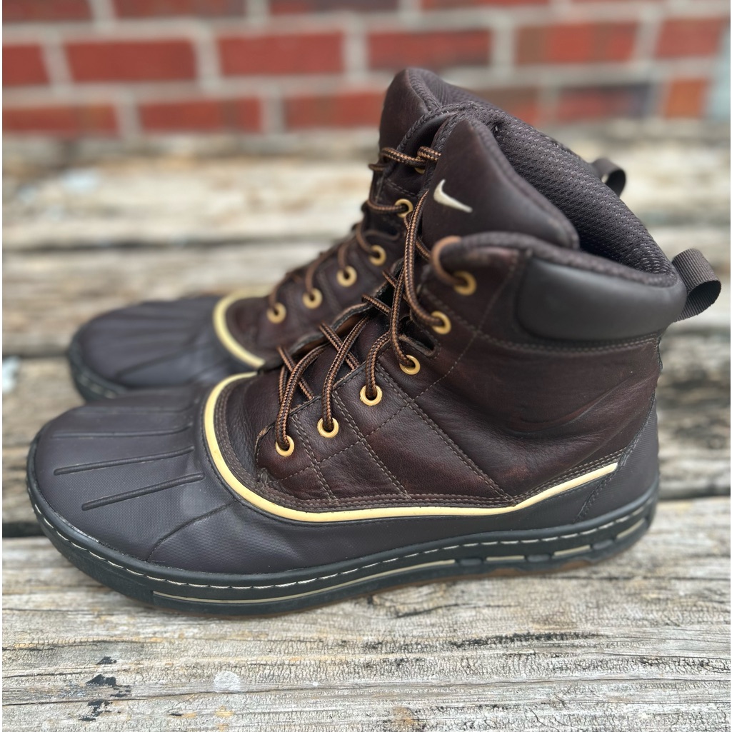 2010 Nike Acg Woodside Men’s Brown Leather Waterproof Duck Boots Size 11 S1